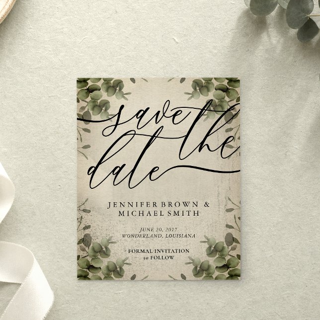 Flyer Retro Calligraphy Eucalyptus budget special day (Criador carregado)
