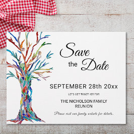 Flyer Reunião da família de árvore salvará a data