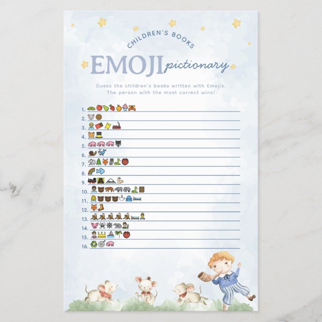 Flyer Rhyme Emoji Pictionary Game (Frente)
