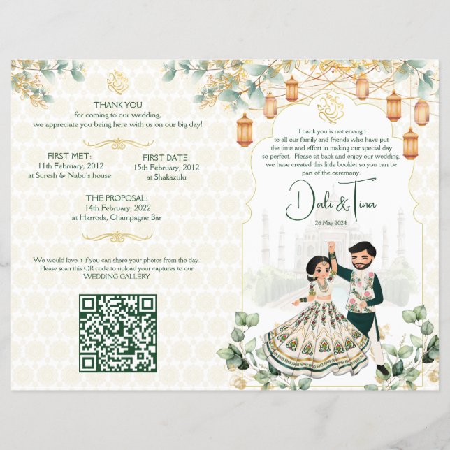 Flyer Ritos de casamento hindus programam ouro verde (Frente)