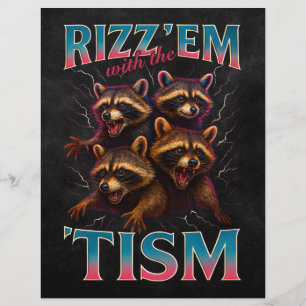 Flyer Rizz Em Com O Tismo Meme Autismo Engraçado Racoon
