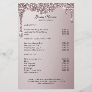 Flyer Rosa de Glitzer Dourado com Glamor moderno