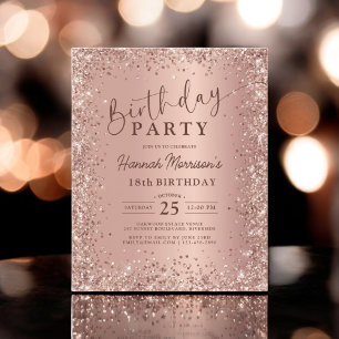 Flyer Rosa de Orçamento Dourado Glitter 18º Convite de A