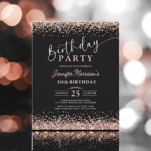 Flyer Rosa de orçamento Dourado negro qualquer 50 anos