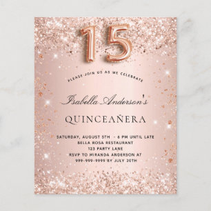 Flyer Rosa de Quinceanera - orçamento de brilho