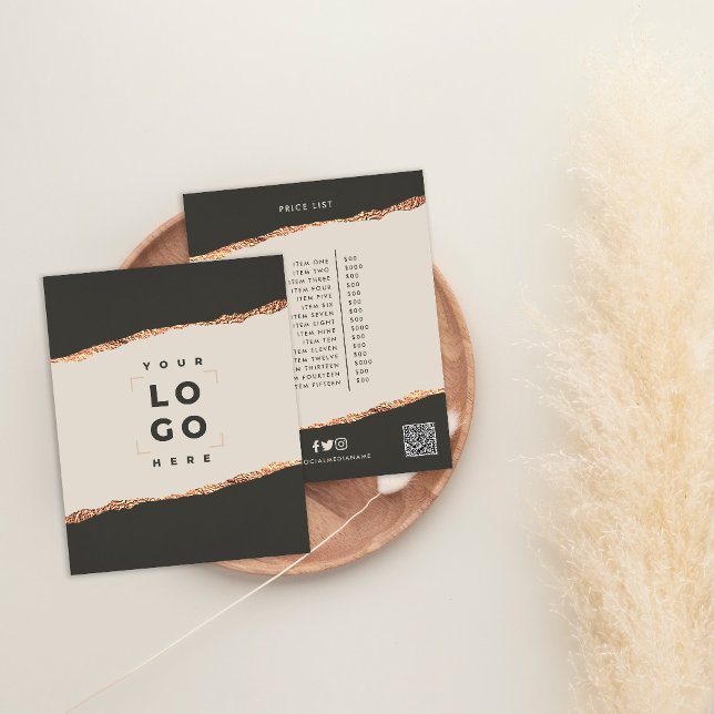 Flyer Rosa dourado preto elegante preço de cinza moderno (Criador carregado)