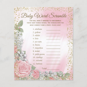 Flyer Rosa Dourado Rosa Bebê Respirar Bebê Shower Jogos