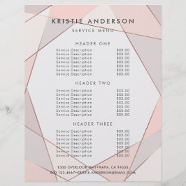 Flyer Rosa Dourado Tendência Rosa e Bege Preços e Serviç
