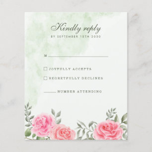 Flyer Rosa Floral de Casamento Floral Elegante Verde Cor