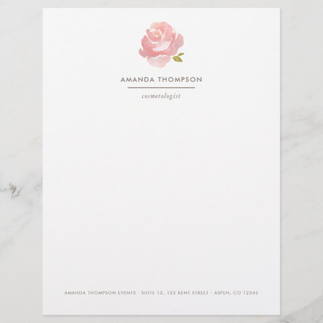 Flyer Rosa Rosa Pálida Aquarela Chic (Frente)