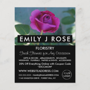 Flyer Rosa Roxo, Florist, Publicidade Florista
