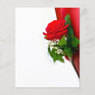 Flyer Rosa vermelha do solteiro - Fundo Branco Floral
