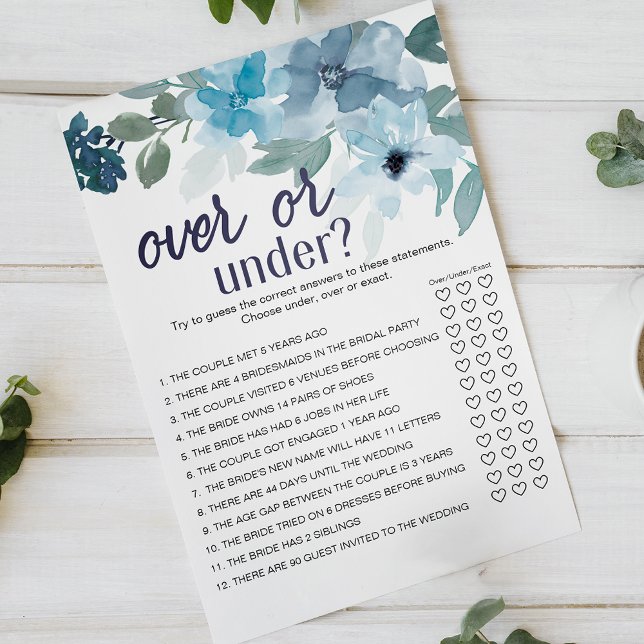 Flyer Rosas Azuis Pastel Florais Jogo Fim Acima ou Abaix (Criador carregado)