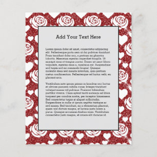 Flyer Rosas Brancas Flores de Glitter Vermelho Amantes F