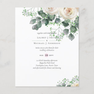 Flyer Rosas Brancas Sage Eucalyptus Deixa Orçamento De C