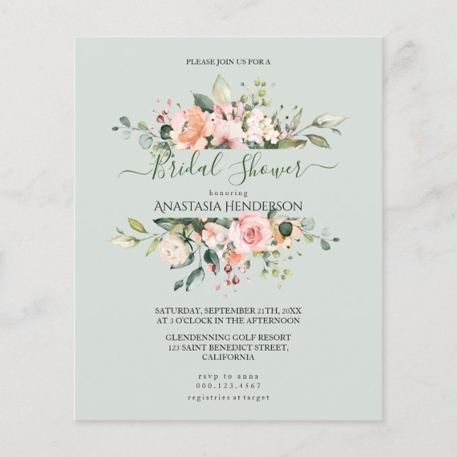 Flyer Rosas - Chá de panela. Convite Orçamental. (Frente)