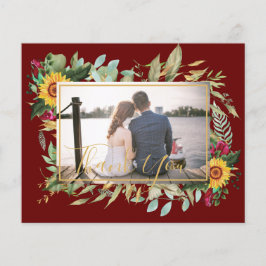 Flyer Rosas de Borgonha do Orçamento Girassóis Obrigado