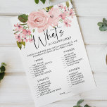 Flyer Rosas Rosa Esbranquiçadas Jogo Floral O Que Há Na<br><div class="desc">O que há no seu jogo de chá de panela da bolsa. Moedas cor d'água suave rosas cor-de-rosa pinceladas. Coordenando o lado de trás. Itens correspondentes para concluir sua coleção de eventos estão disponíveis em nossa loja Zazzle!</div>