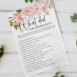 Flyer Rosas Rosa Jogo Floral O que o noivo diria<br><div class="desc">O que o jogo de chá de panela do Groom Say? Moedas cor d'água suave rosas cor-de-rosa pinceladas. Coordenando o lado de trás. Itens correspondentes para concluir sua coleção de eventos estão disponíveis em nossa loja Zazzle!</div>