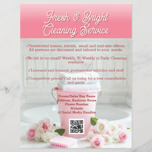 Flyer Roses Rosa QR Code Clearing Service Business