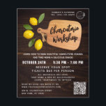 Flyer Roteiro Rustic Wood Cutting Conselho Citrus Cozinh<br><div class="desc">Rústica Wood Cutting Conselho Citrus Cozinhar Script Catering Charcuterie Party Business Flyers apresenta um simples, mas na moda com um conselho de corte de cozinha de madeira com o nome da sua empresa, o título do evento, o logotipo, o Código QR personalizado e informações adicionais sobre eventos acentuadas com limões....</div>