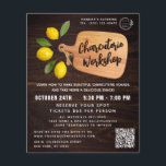 Flyer Roteiro Rustic Wood Cutting Conselho Citrus Cozinh<br><div class="desc">Rústica Wood Cutting Conselho Citrus Cozinhar Script Catering Charcuterie Party Business Flyers apresenta um simples, mas na moda com um conselho de corte de cozinha de madeira com o nome da sua empresa, o título do evento, o logotipo, o Código QR personalizado e informações adicionais sobre eventos acentuadas com limões....</div>