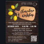 Flyer Roteiro Rustic Wood Cutting Conselho Citrus Cozinh<br><div class="desc">Rústica Wood Cutting Conselho Citrus Cozinhar Script Catering Charcuterie Party Business Flyers apresenta um simples, mas na moda com um conselho de corte de cozinha de madeira com o nome da sua empresa, o título do evento, o logotipo, o Código QR personalizado e informações adicionais sobre eventos acentuadas com limões....</div>