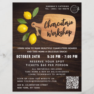 Flyer Roteiro Rustic Wood Cutting Conselho Citrus Cozinh