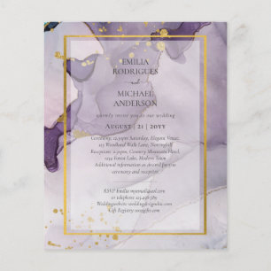 Flyer Roxo Empoeirado Dourado Casamento Abstrato Tinta Á