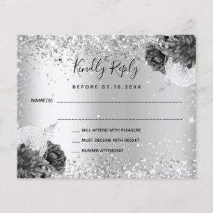 Flyer RSVP de casamento do orçamento brilhante para flor