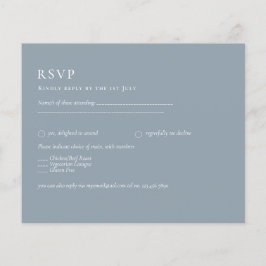 Flyer RSVP de Casamento Monocromático Azul Dusty