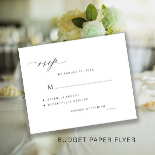 Flyer RSVP de casamento simples preto e branco