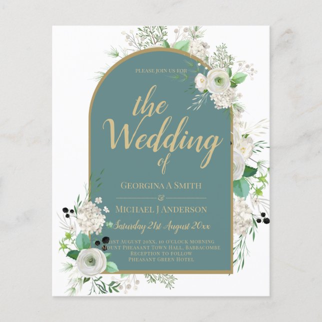 Flyer RSVP de Convite de casamento All-in-1 das Elegante (Frente)