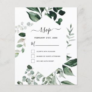 Flyer RSVP de Orçamento Casamento de Folhagem Botânica