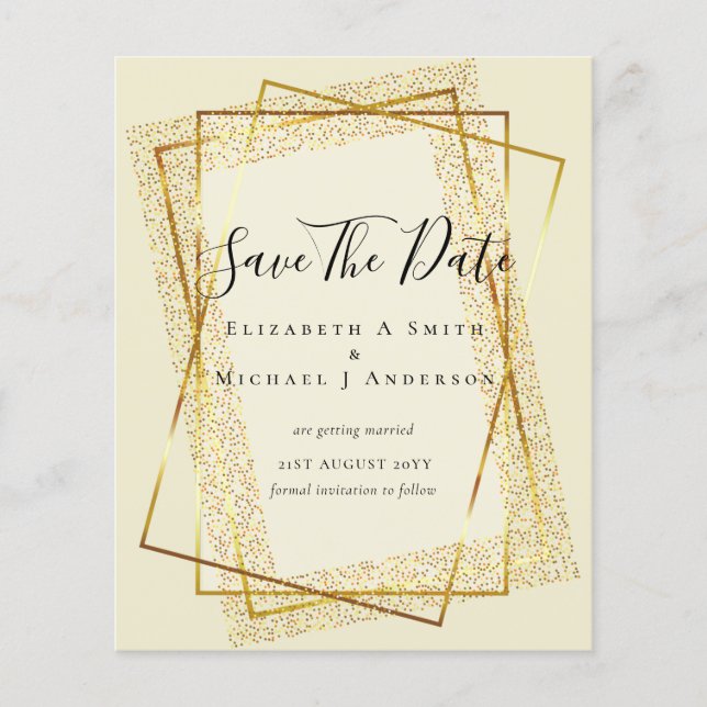 Flyer RUBRICA ORÇAMENTAL SALVAR DATAS Glitter Dourado Ge (Frente)