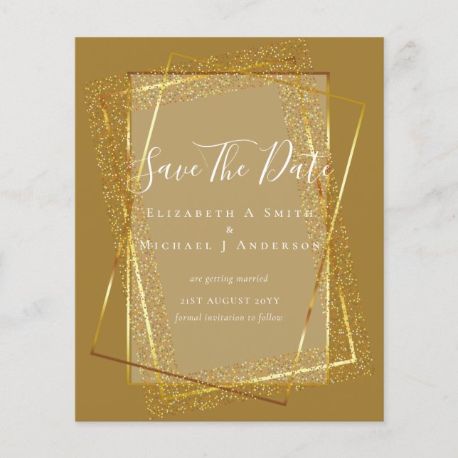 Flyer RUBRICA ORÇAMENTAL SALVAR DATAS Glitter Dourado Ge (Frente)