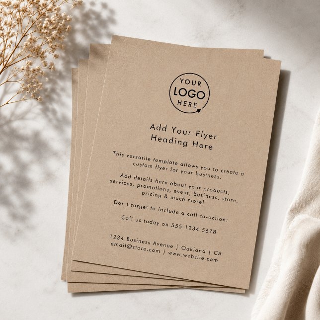 Flyer Rustic Kraft | Logotipo Empresarial Publicidade Mo (Modern minimal versitile rustic kraft flyer template by Guava - clean, sleek, and fully customizable)