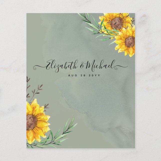 Flyer Rustic Sunflowers Newlyweds Gift (Frente)