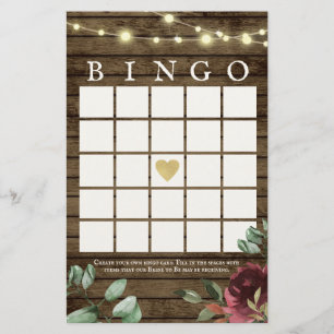 Flyer Rustic Wood and Lights Bingo Game