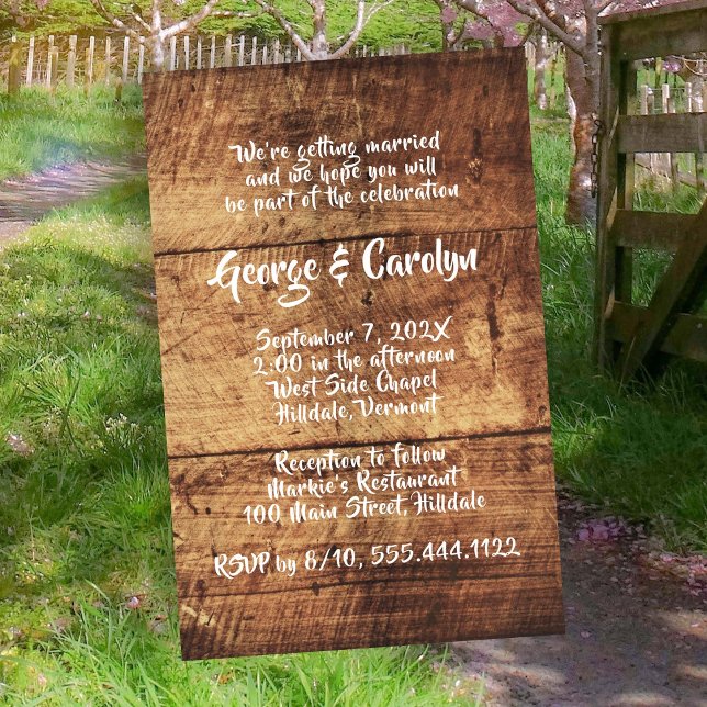 Flyer Rustic Wood Budget Wedding Ceremony Invitations (Criador carregado)