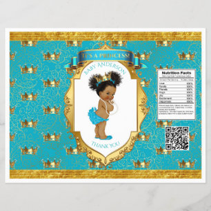 Flyer Saco de Batata Frita Dourado Turquesa para Bebê Af