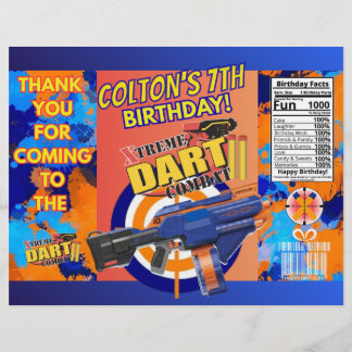 Flyer Saco de Chips de Aniversário de Batalha de Dardo!