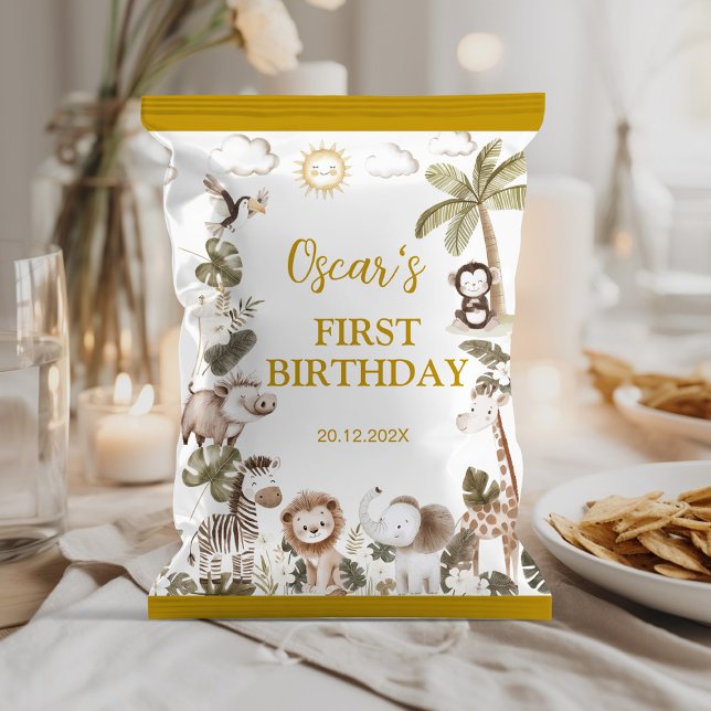 Flyer Safari Animals Birthday Party Chip Bag Wrapper (Criador carregado)