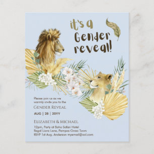 Flyer Safari Lions GENDER REVEAL Bebês Convites