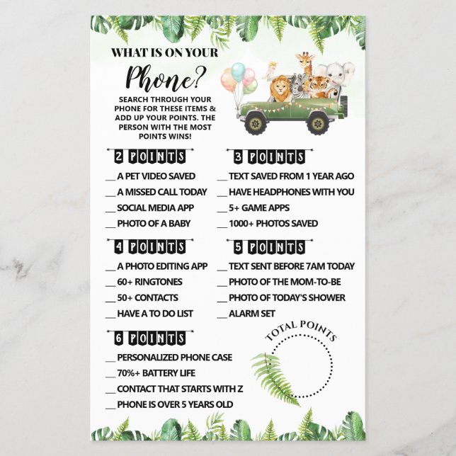 Flyer Safari O que está no seu celular Jogo de Chá de Be (Frente)