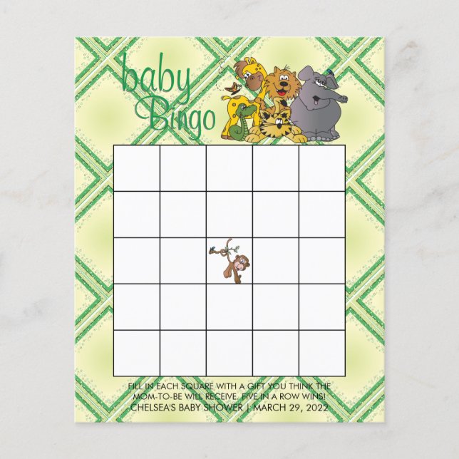 Flyer Safari Selgle Baby Animal - Jogo do Bingo (Frente)
