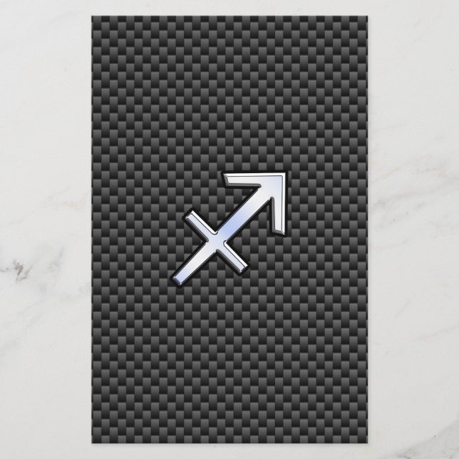 Flyer Sagitário Símbolo Zodíaco Impressão de Fibra Negra (Frente)