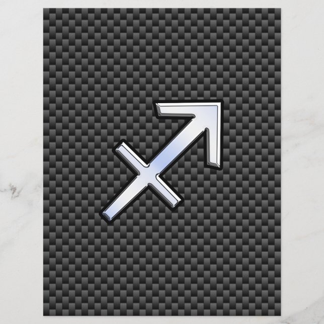 Flyer Sagitário Símbolo Zodíaco Impressão de Fibra Negra (Frente)