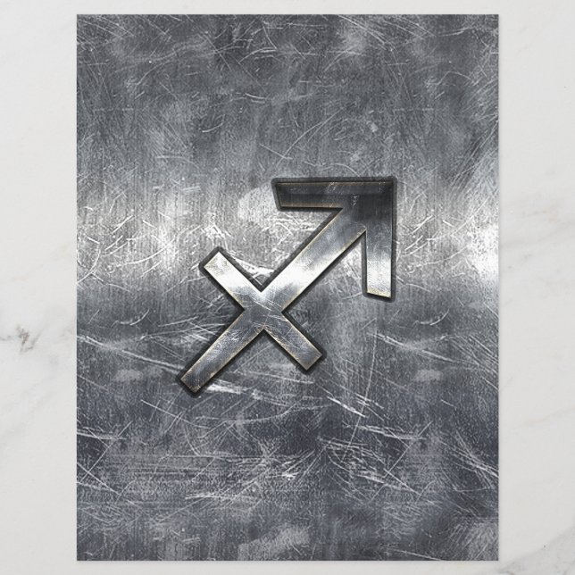 Flyer Sagitário Sinal de Zodíaco em Aço Prateado (Frente)