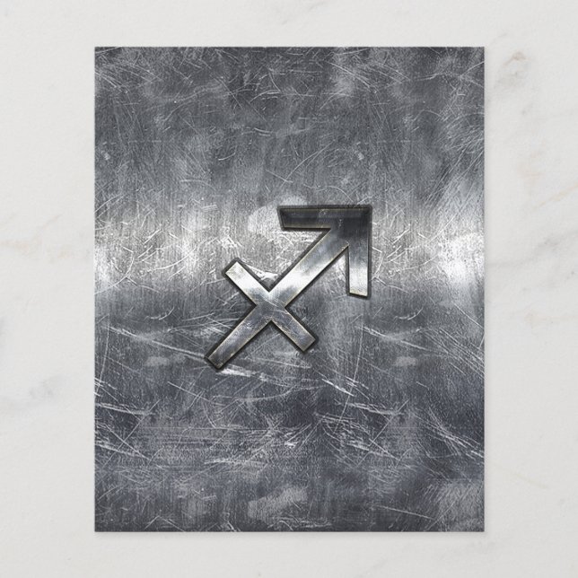 Flyer Sagitário Sinal de Zodíaco em Aço Prateado (Frente)